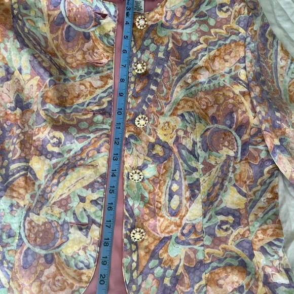 A.J. Bari Vintage Silk Blazer Colorful Sequin Rhinestones - Picture 8 of 10